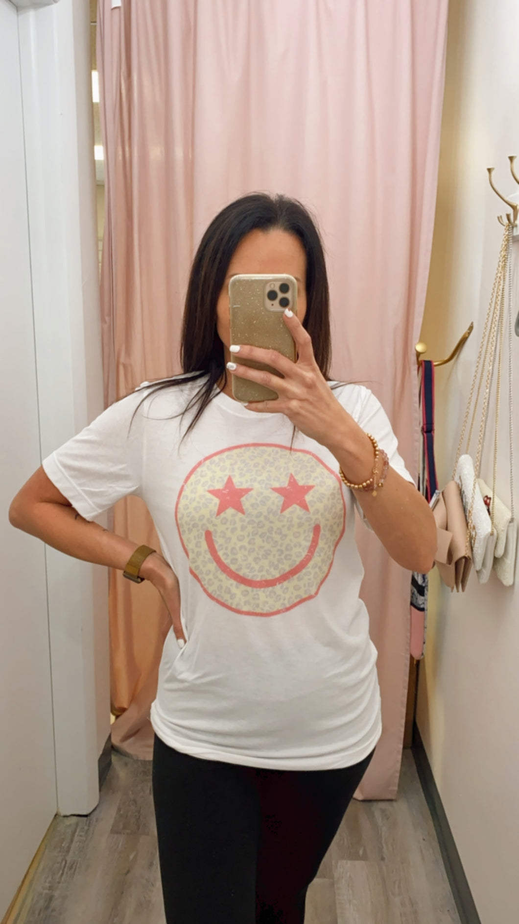 Leopard Smiley Face Graphic Tee